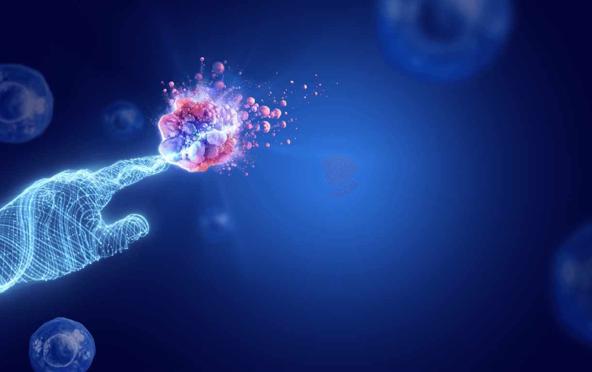 Smiling healthcare professionals collaborating with advanced medical technology in a modern clinical environment